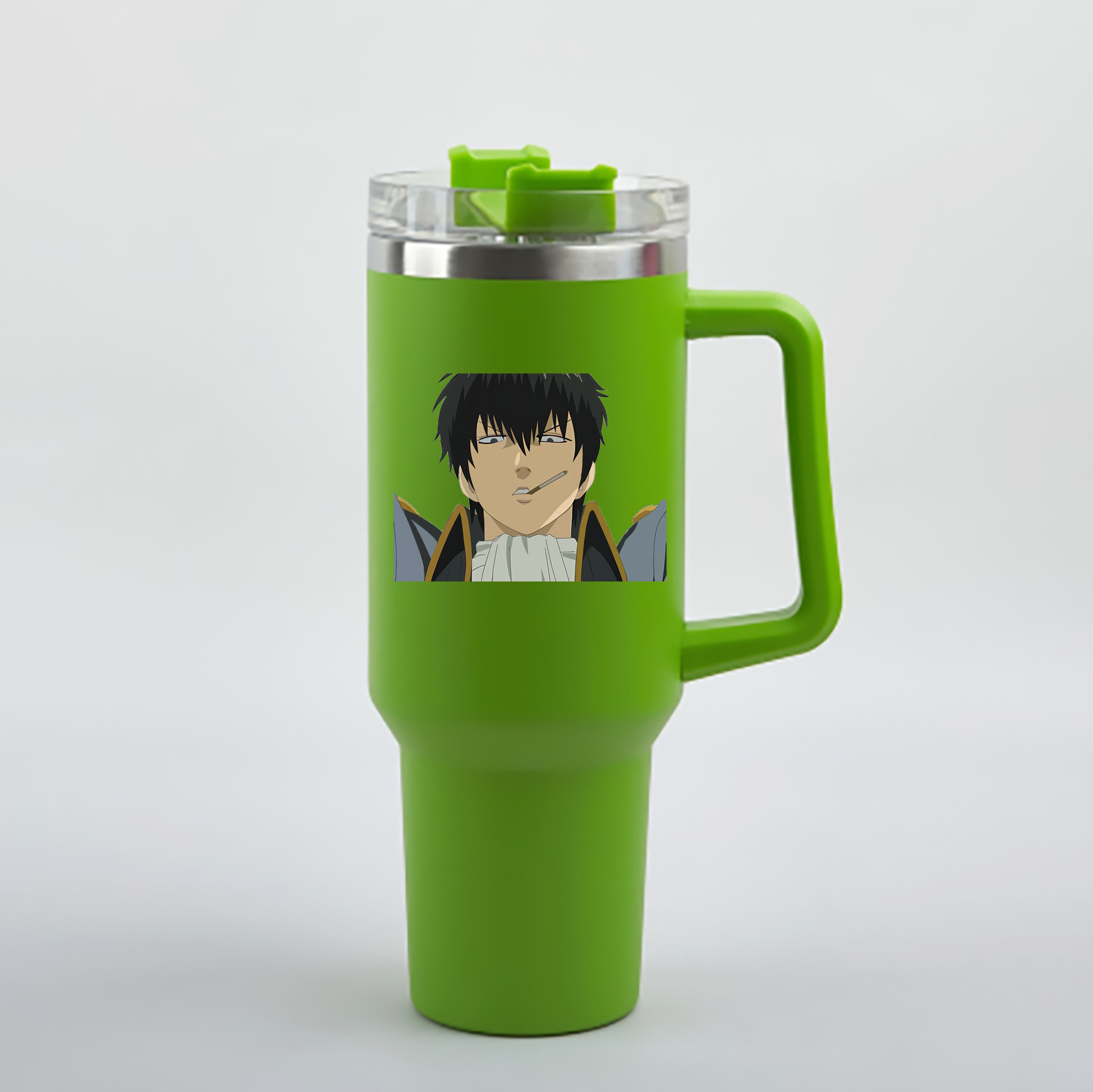 （画像用） ぎんたま 坂田銀時（さかたぎんとき） 神楽 志村新八（しむら しんぱち） GINTAMA Sakata Gintoki Kagura Shimura Shinpachi 1200mL車用タンブラー - クリスタルステッカー（プラスチックストロー付き）